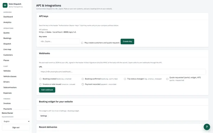 API & integrations